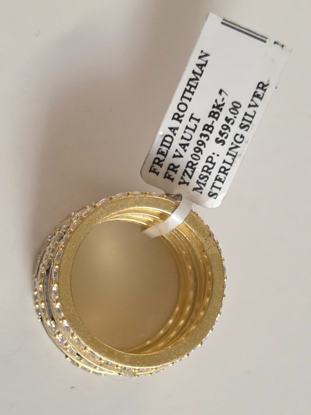 Freida Rothman Gold Plated Two Tone 5-Stack Ring - Picture 7 of 12